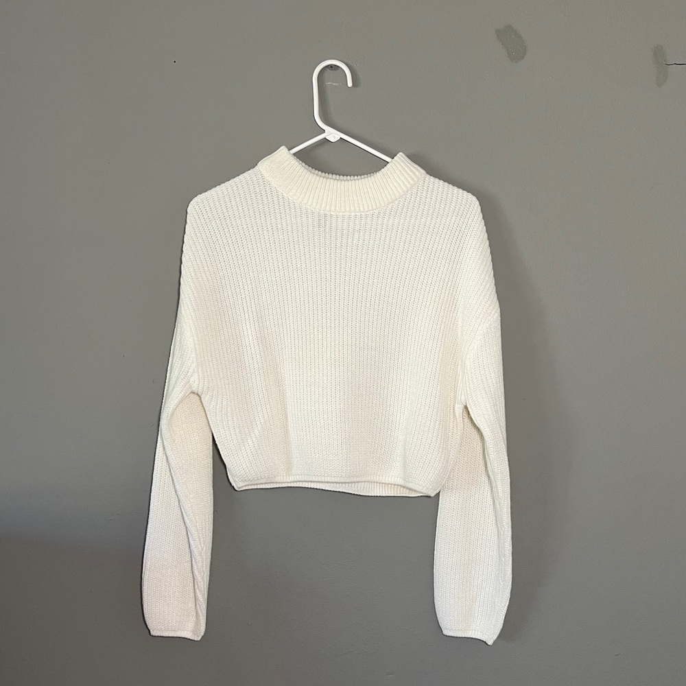 Mock Neck Crop Sweater
